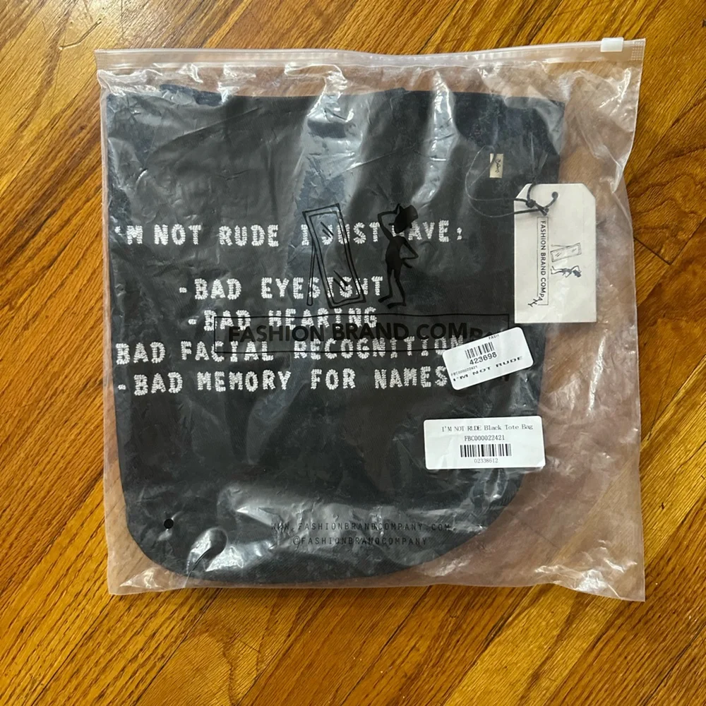 FASHION BRAND COMPANY • I’m Not Rude small black tote - Picture 3 of 3